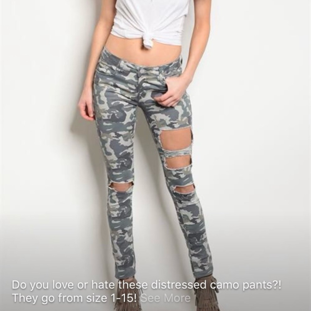 Camo ripped jeans - 15